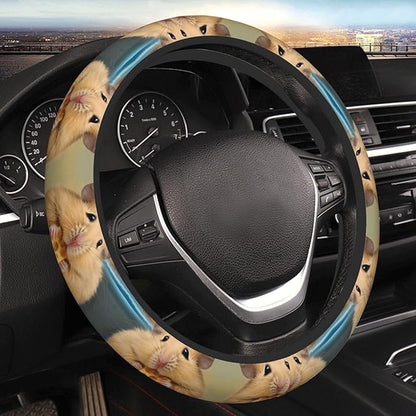 Funny Hamsters Car Steering Wheel Cover, 15 Inch Steering Wheel Cover Stylish Decor for Most Cars