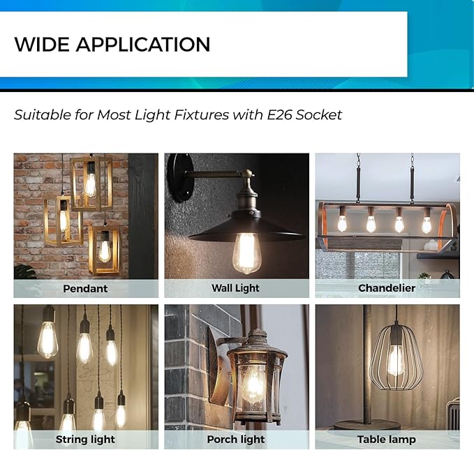 Hizashi Vintage LED Light Bulb Dimmable, 6W Equivalent 60W, Edison Bulbs 4000k