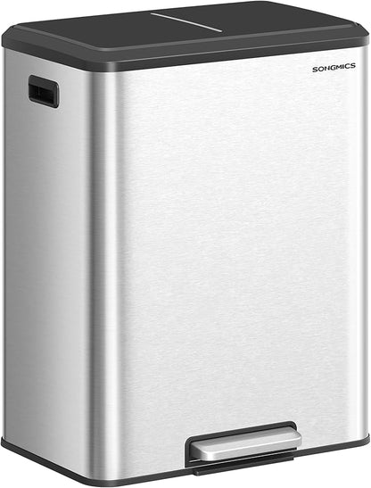 SONGMICS Trash Can, 2 x 8 Gallon Double Garabge Can