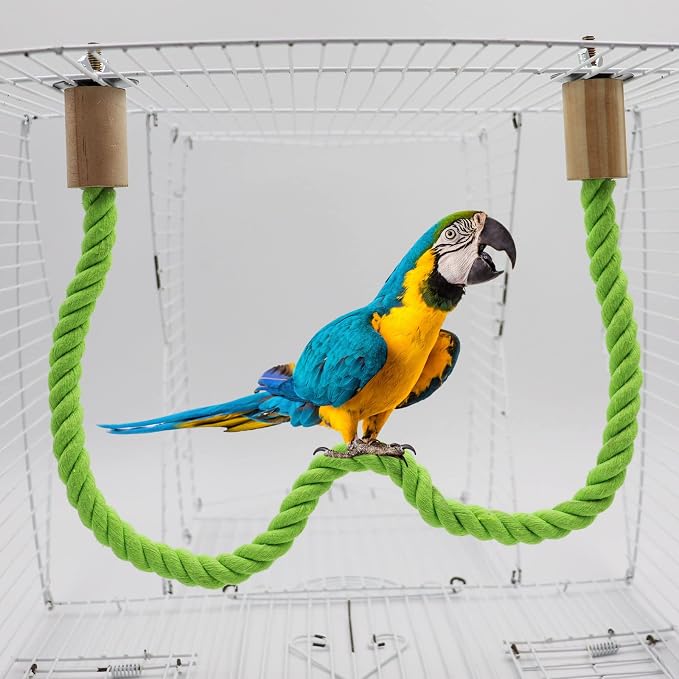 2 Pack Bird Hemp Rope Perch Swing, Bird Cage Stand Pole Accessories, Paw Grinding Standing Climbing Perch for Parrot, Parakeet, Budgies, Lovebirds(23.62"/60 cm)