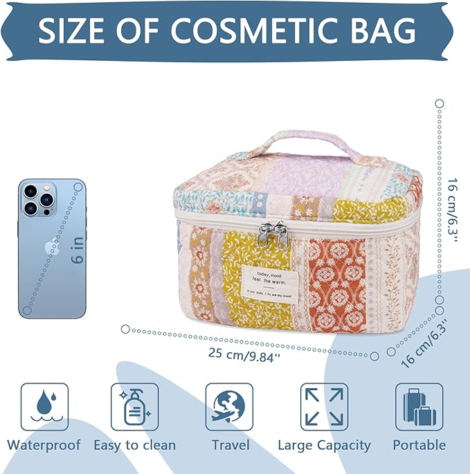 Large Makeup Bag, Cute Cosmetic Bag for Women Girls, Floral Coquette Aesthetic Toiletry Bag, Travel Make Up Organizer Bag(Multicolor)