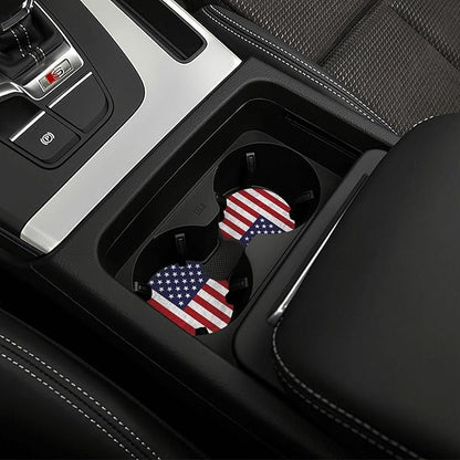 American Flag Steering Wheel Cover - Vintage American Flag Steering Wheel Cover Anti-Slip Breathable Universal for 15 Inch Car with 2 Pieces Car Coasters Suitable for Men Women