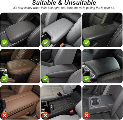 Upgraded Car Center Console Cover Fit for Tacoma Faux Leather Car Armrest Cover Cushion with 2 Storage Bags,Car Armrest Storage Box Interior Accessories(Black&Redline)