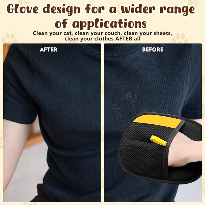 Electrostatic Pet Hair Removal Glove, Static Removal Gloves for Dogs Cats Hair, Reusable Double Sided Electrostatic Pet Hair Remover for Couch, Furniture, Carpet, Car Seat