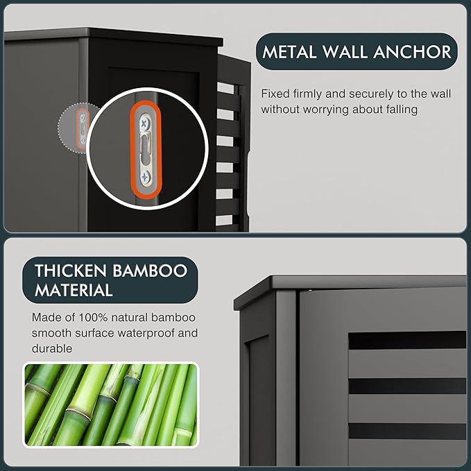 HITNET Black Bathroom Storage Cabinet, Hanging Medicine Cabinet