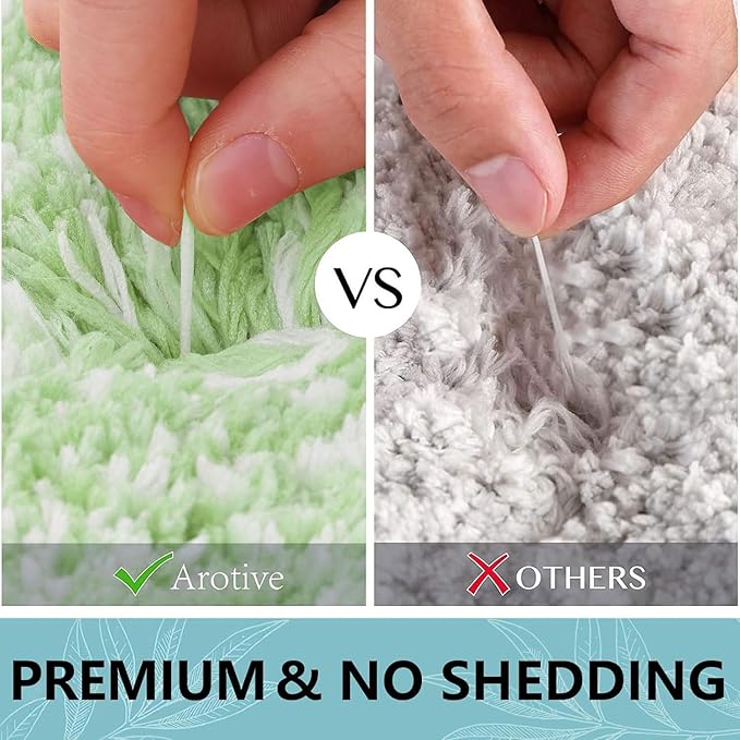 Arotive Microfiber Bathroom Rugs, Shaggy Soft and Absorbent Bath Rug, Non-Slip, Thick Plush Machine Washable Dry Bath Mats for Bathroom, Tub and Shower, 70x24, Sage Green, Rectangular