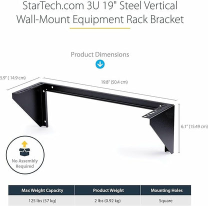 StarTech.com 3U 19" Wall Mount Vertical Rack Bracket, Wall Mount Patch Panel