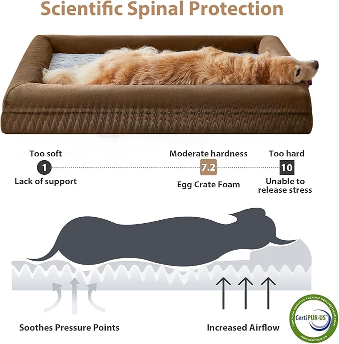 WNPETHOME XXXL Big Dog Bed, Washable Dog Couch with Removable Waterproof Cover, Orthopedic Large Pet Sofa Bed with Bolster Sides for Sleeping