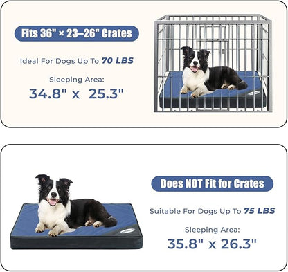 OUPEIWAWA Orthopedic Outdoor Waterproof Dog Beds for Medium Dogs, Washable Pet Bed with Egg Crate Foam Pet Bed Mat for Crate and Removable Oxford Fabric Cover,36"x 26", Navy
