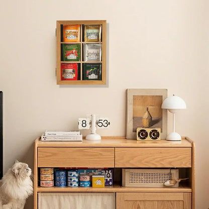 Wood Tea Bag Organizer, 6 Compartment Multi-Functional Tea Box and Storage Organizer for Tea Bags, Tea Container for Tea Lovers