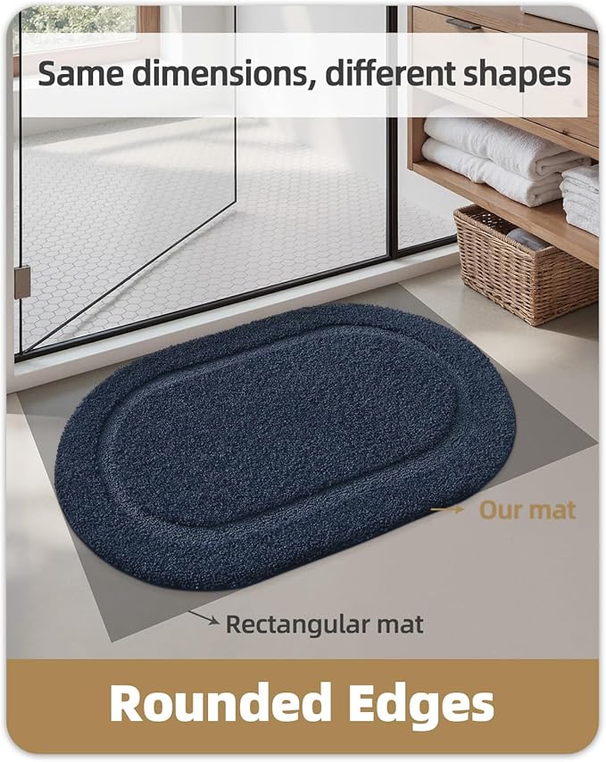 Color&Geometry Blue Bathroom Rugs, Non Slip, Absorbent, Soft, Washable, Thick Bath Mat, 19"x31" Small Bath Rug Bath Mats for Bathroom Floor, Shower, Sink, Vanity