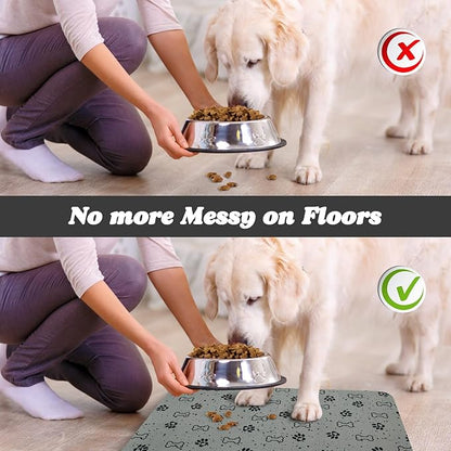 Dog Food Mats,Cat Absorbent Water Bowl Feeding Mats Pet Placemats for Food and Water Spot 12 * 20 inch