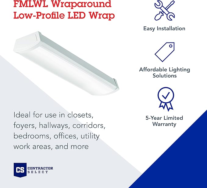 Lithonia Lighting 2 Foot LED Light Fixture, Low-Profile LED Wraparound Flush