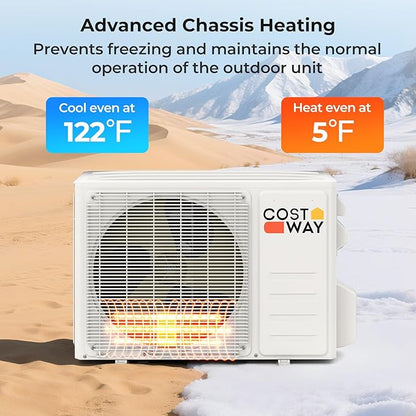 COSTWAY 17000 BTU Mini Split Air Conditioner, 208/230V 17 SEER2 Wifi Enabled