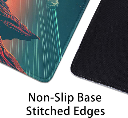 Sci Fi Space Planet Mouse Pad,Extended Mousepad Desk Pad with Stitched Edges,Non-Slip Waterproof Rubber Base Mouse Mat for Office Computer Keyboard Laptop Home(27.5x11.8 in)