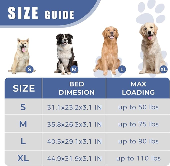 OUPEIWAWA Orthopedic Outdoor Waterproof Dog Beds for Large Dogs, Washable Pet Bed with Egg Crate Foam Pet Bed Mat for Crate and Removable Oxford Fabric Cover,41"x 29", Navy