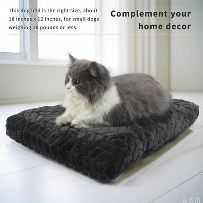 Cat Mat Black Cat Bed for Indoor Cats 18 Inch Washable Comfy Cushion,Up to 10 lbs Soft and Fluffy Small Dog Bed for Crate Tire Printing