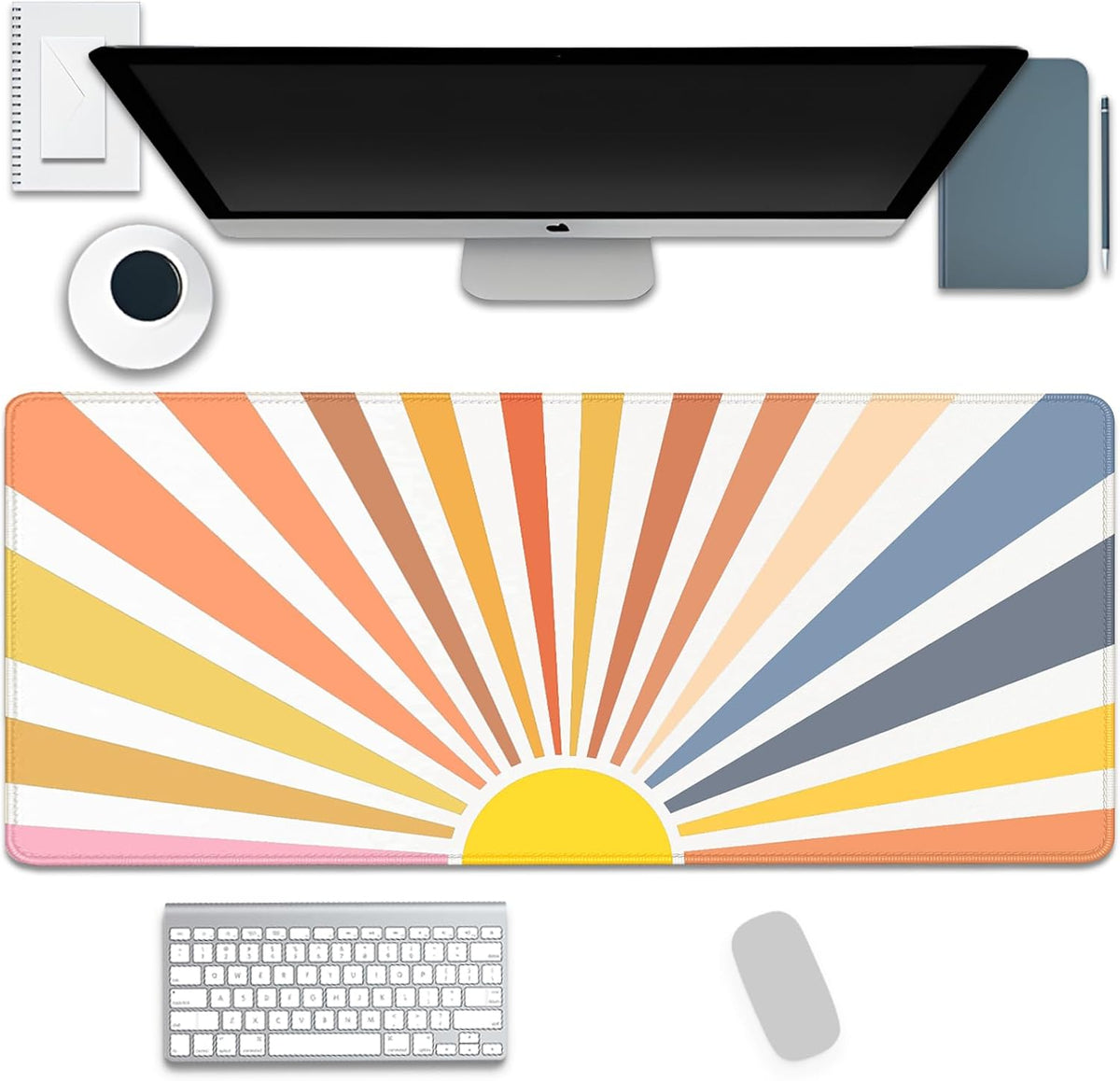 Straight Sun Rays Mouse Pad,XL Sunlight Mousepad Desk Pad with Stitched Edges,Non-Slip Waterproof Rubber Base Simplicity Mouse Mat Desk Mat for Office Computer Keyboard Laptop Home(27.5x11.8 in)