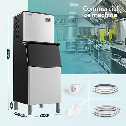 EUHOMY Commercial Ice Maker Machine, 450 lbs/24H Industrial Ice Machine