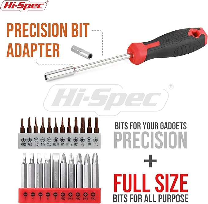 Hi-Spec 58pc Red 8V USB Electric Power Cordless Drill Driver and Home DIY Tool