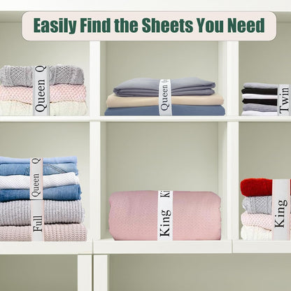 8 Pieces Bed Sheet Organizer Bands, Sheet Organizers and Storage Label Bands, Sheet Label for Bedding, Sheets Organizer for Closet,Sheet Keepers Linen Labels Bedding Bands (Pink, Mix 8Pcs)