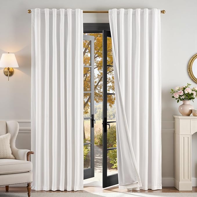 Lazzzy White Blackout Velvet Curtains