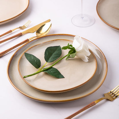 AmorArc Ceramic Plates Set of 6, 8.5 Inch Handmade Reactive Glaze Stoneware Plates set for Dessert, Salad, Appetizer, Small Dinner Plates, Microwave&Dishwasher Safe, Scratch Resistant