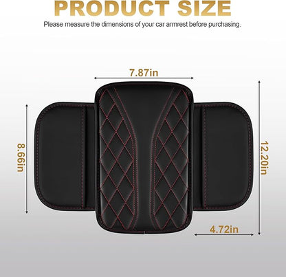 Center Console Cover Fit for TLX: Scratch and Wear Resistant Console Cover Leather with 2 Storage Bags -Upgraded Armrest Coverfor Car,Anti-Scratch Auto Armrest Pad Accessory （Black&Red