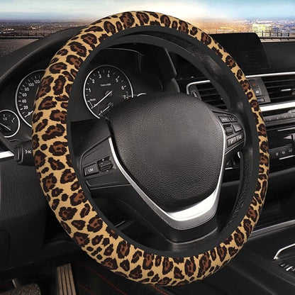Leopard Print Steering Wheel Cover Neoprene Universal 15 Inches Car Steering Wheel Protector for Women Men