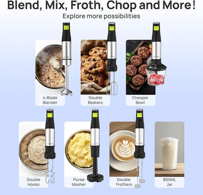 Consciot 7-in-1 Immersion Blender Handheld Max 1100W, Stick Emulsifier