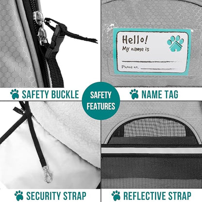 PetAmi Airline Approved Pet Carrier for Cat, Soft Sided Dog Carrier for Small Dogs, Cat Travel Supplies Accessories for Indoor Cats, Ventilated Pet Carrying Bag Medium Large Kitten Puppy, Large Gray
