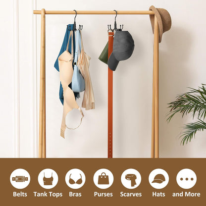 ZEDODIER Scarf Organizer Scarf Hanger for Closet, Rotatable Sturdy Hijab Holder Holds 8 Scarves, Metal Space Saving Closet Organizers and Storage, Black