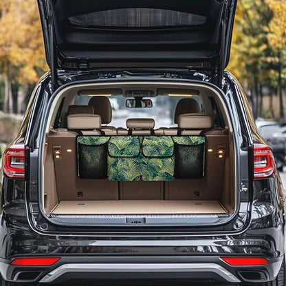 Trunk Organizer for SUV Car Storage Organizer, Oxford Cloth Easy to Install Space-Saving Car Backseat Organizers Tropical Leaf Car Trunk Organizers for Women, Frees Trunk Floor