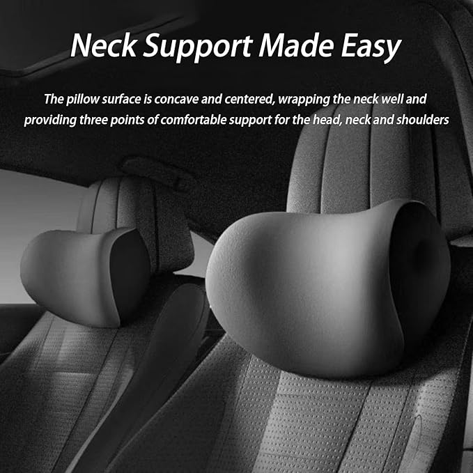 Car Lumbar Support Pillow and Car Neck Pillow Kit for McLaren 650S 2014 2015 2016 2017, Car Seat Neck Back Rest Pillows, Ergonomic Car Seat Headrest & Lumbar Cushion,A Black