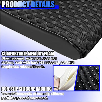 Cool Car Center Console Cushion Pad, Comfortable Ice Silk Car Armrest Cover, Breathable Vehicle Armrest Seat Box Pad Memory Foam, Auto Interior Protection Accessories, Universal for Summer (Black)