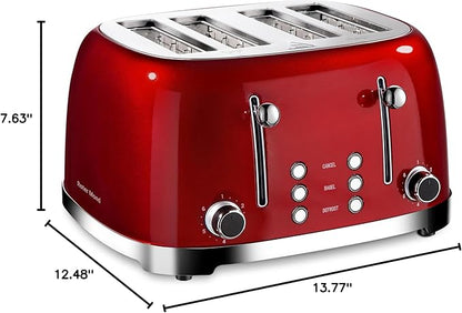 Roter Mond 4 Slice Toaster Retro Stainless Steel