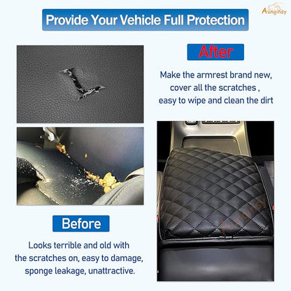 Aunginsy Car Leather Center Console Protector Cover Compatible with Kia Telluride 2020-2026 Center Console Armrest Seat Box Cover Cushion Lid Protector Pad Waterproof Anti-Scratch Interior Accessories