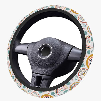 Boho Rainbow Steering Wheel Cover, Cute Print Steering Wheel Cover Protector, Ultra Thin Breathable Non-Slip, Car Accessories for Women, for Steering Wheel with a Diameter of 14.5"-15"