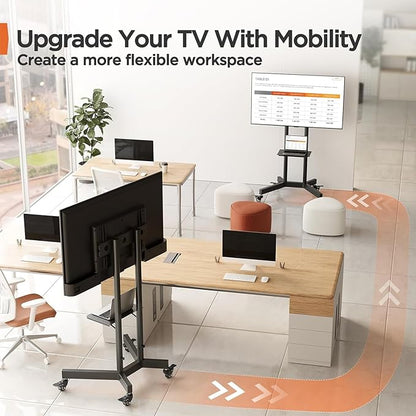 Perlegear Rolling TV Stand, Mobile TV Stand on Wheels