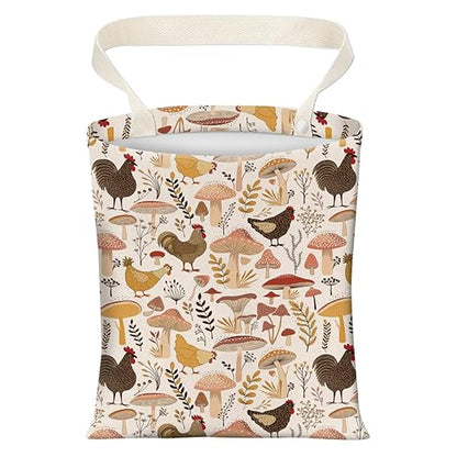 Cute Car Trash Can, Hanging Canvas Car Back Seat Organizer and Storage Bag, Funny Car Trash Bag For Travelling, Outdoor Cute Brown Mushroom Chicken
