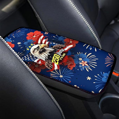 Dreaweet 250 Years Patriotic Eagle Center Console Cover Universal Middle Console Covers for SUV Truck Scratch & Wear Resistant Car Armrest Storage Box Mat Protector