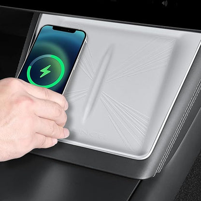 Model 3 Centre Control Wireless Charging Mat，Center Console Wireless Charger Pad Compatible with Tesla Highland Model 3 2024 2025 (Model y Juniper chager mat White A)