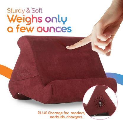 Flippy Original Tablet Pillow Stand & iPad Holder, Gift for Book Lovers & Readers, Multi-Angle Stand with Storage for Lap, Desk & Bed, Compatible with Kindle, Fire, iPad & Samsung, Nebbiolo