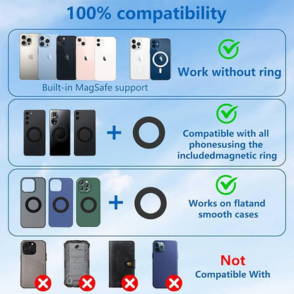 Vacuum Magnetic Car Phone Holder for Magsafe[80+LBS Strongest Suction & 2400gf Magnetic], 360° Adjustable Magnetic Car Phone Mount, Phone Holder for Your Car/Gym/Shower for iPhone&Android