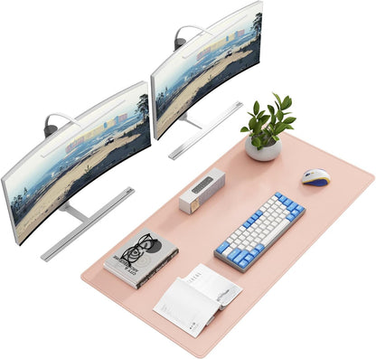 DAWNTREES Desk Mat Protector,PU Leather Desk Pad,Non Slip, Large Mouse Pad and Keyboard Mat, Waterproof Writing Pad for Office and Home (Pink,39.4''x19.7'')