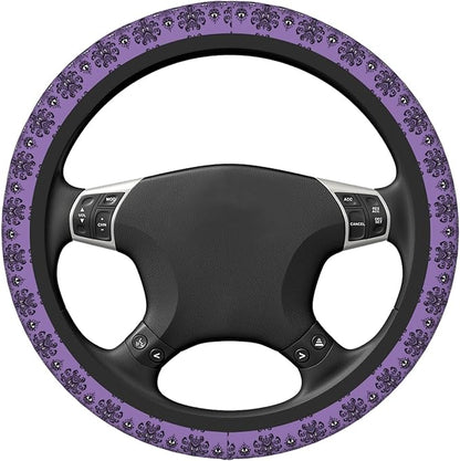 Haunted The Mansion Steering Wheel Cover Cute Universal 15 Inch Car Accessories Protector for Women Fit Auto SUV Sedan Vans Trucks