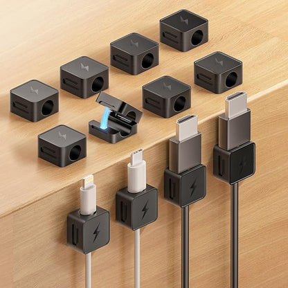 12 Pack Magnetic Cable Clips, Phone Cord Holder for Nightstand, Under Desk Cable Management, Canisflax Adhesive Wire Charging Cord Organizer Keepers Holder for Home Office Car Wall Desktop