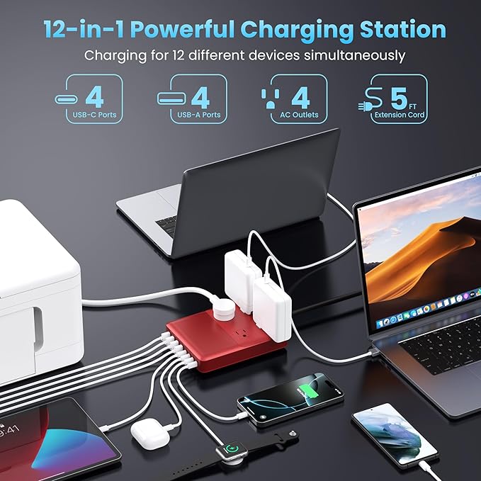 12-in-1 Charging Station USB C Power Strip