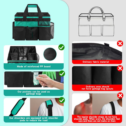 Wearable Cleaning Caddy Bag,WithDetachable Divider cleaning bags for housekeepers, With Adjustable Shoulder Strap for Cleaners & Housekeeper