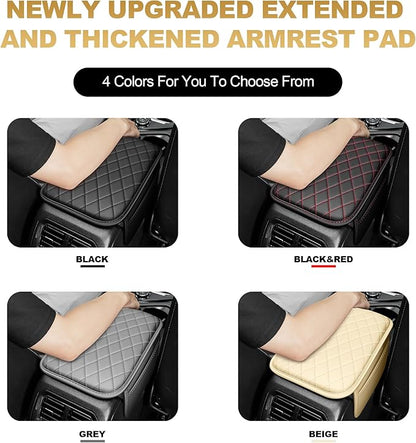 Center Console Cover for TSX: Armrest Cover for Car with 2 Storage Bags - Scratch & Wear Resistant & Waterproof Leather Console Cover,Anti-Scratch Auto Armrest Pad Accessory （Black&Red